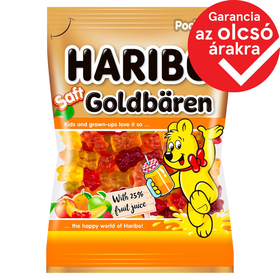 Haribo Goldbären Saft gyümölcsízű gumicukorka gyümölcslével 85 g