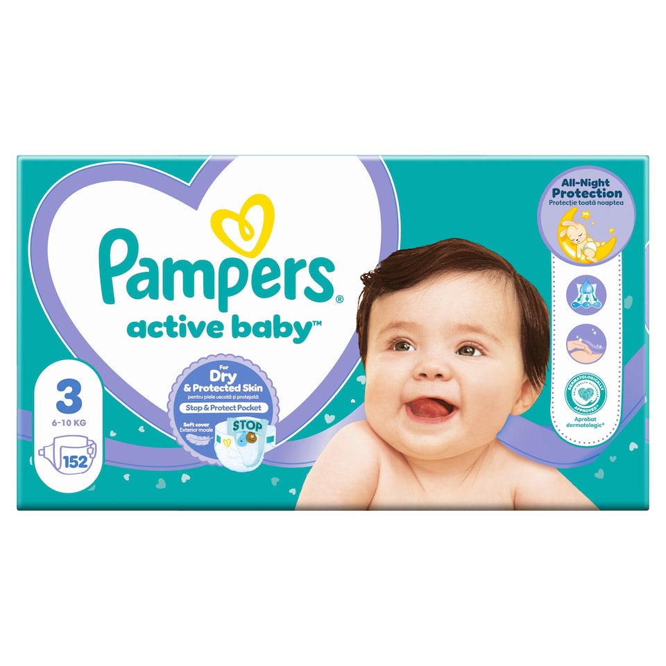 Pampers Active Baby Pelenka, Méret: 3, 152 db Pelenka, 6kg-10kg  1. kép