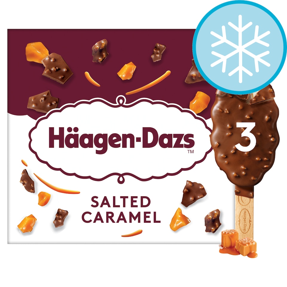 image 1 of Haagen-Dazs Chunky Salted Caramel Stick Bar Ice Cream 3x80ml