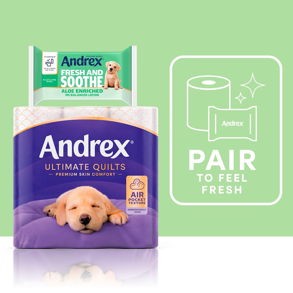 image 1 of Andrex Fresh & Soothe Moist Toilet Tissue Flushable* 36 Hygiene Wipes