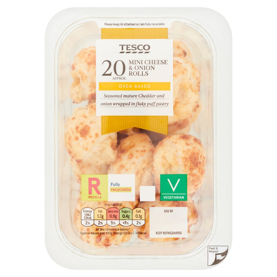 Tesco 20 Mini Cheese & Onion Rolls 220G