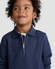 image 2 of F&F Boys Cotton Blend Textured Half Zip Polo Top in Navy