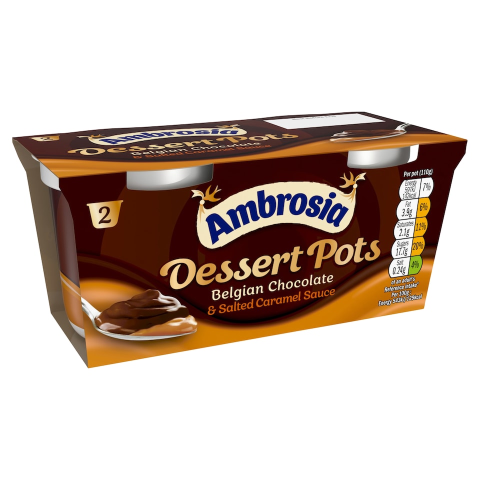 image 1 of Ambrosia Dessert Pots Chocolate & Salted Caramel Sauce 2X110g