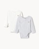 image 1 of F&F Baby 2-Pack Cotton Rich Teddy Wrap Bodysuits in White