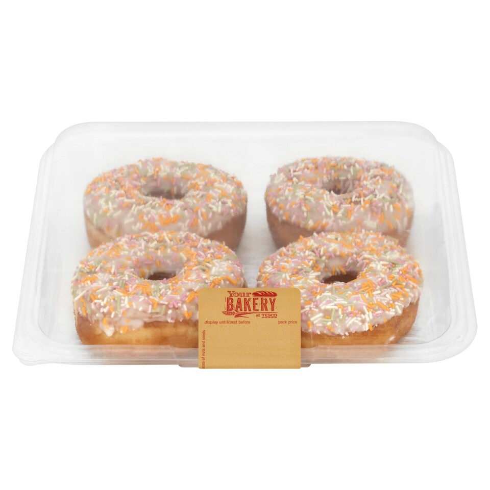Pink Iced Ring Doughnut 4 Pack