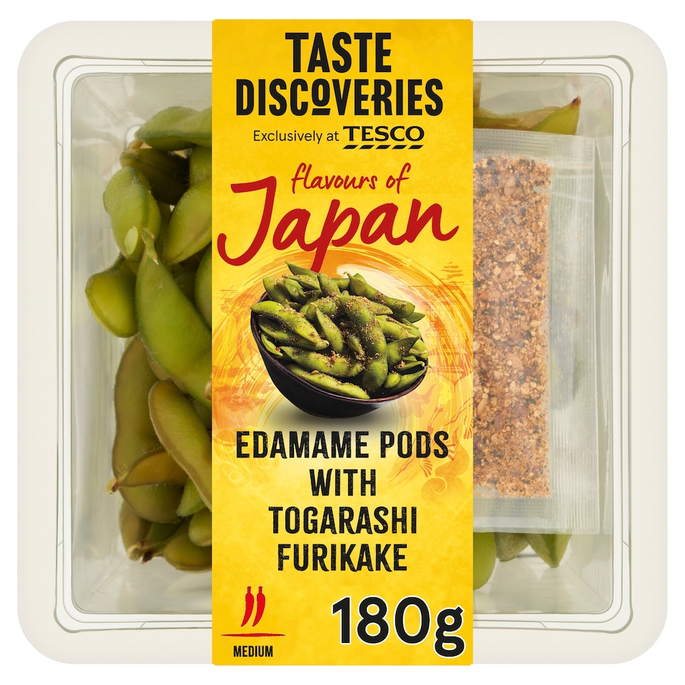 image 1 of Tesco TASTE DiSCOVERiES Flavours of Japan Edamame Pods with Togarashi Furikake 180g