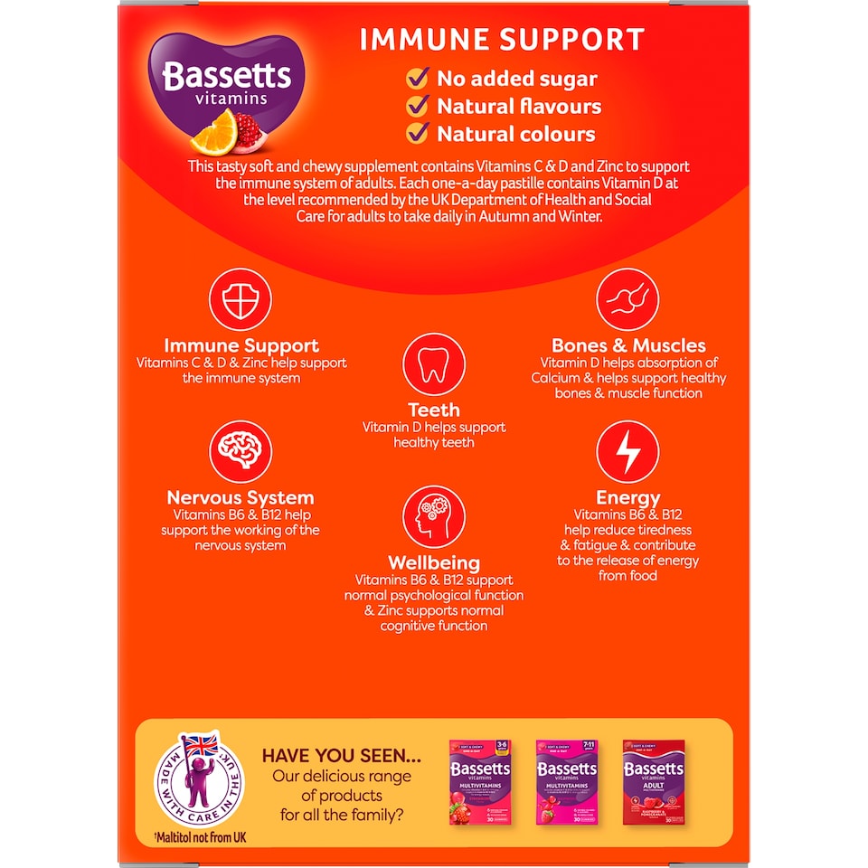 image 1 of Bassetts Adult Immune Support Multivitamins Orange and Pomegranate Pastilles 30s
