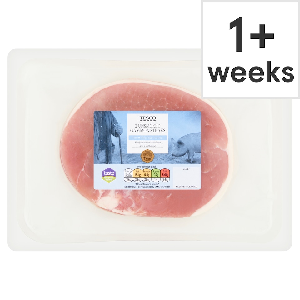 Tesco 2 Unsmoked Gammon Steaks 450g