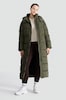 image 2 of F&F Hooded Longline Shower Resistant Puffer Coat in Khaki