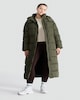 image 2 of F&F Hooded Longline Shower Resistant Puffer Coat in Khaki