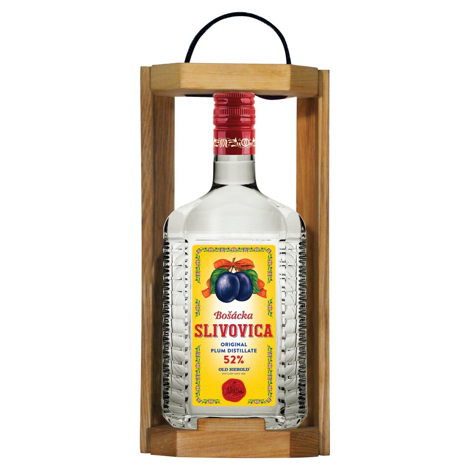 Old Herold Bošácka Plum Spirit Wooden Box 52% 0.7 L