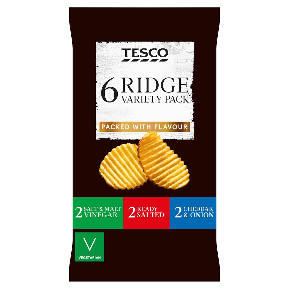 Tesco Ridge Cut Variety Crisps 6X30g