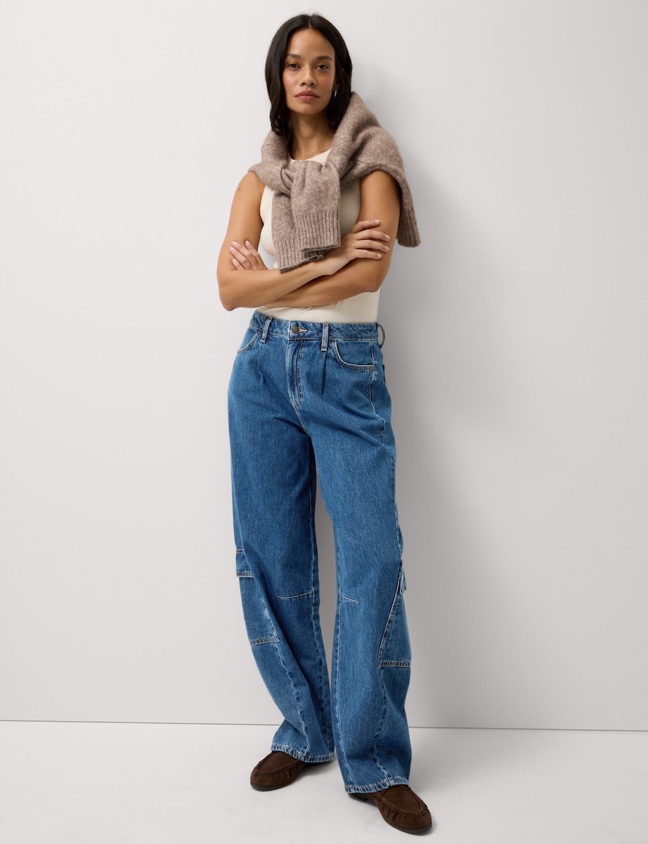 image 1 of F&F Pure Cotton Cargo Jeans in Blue