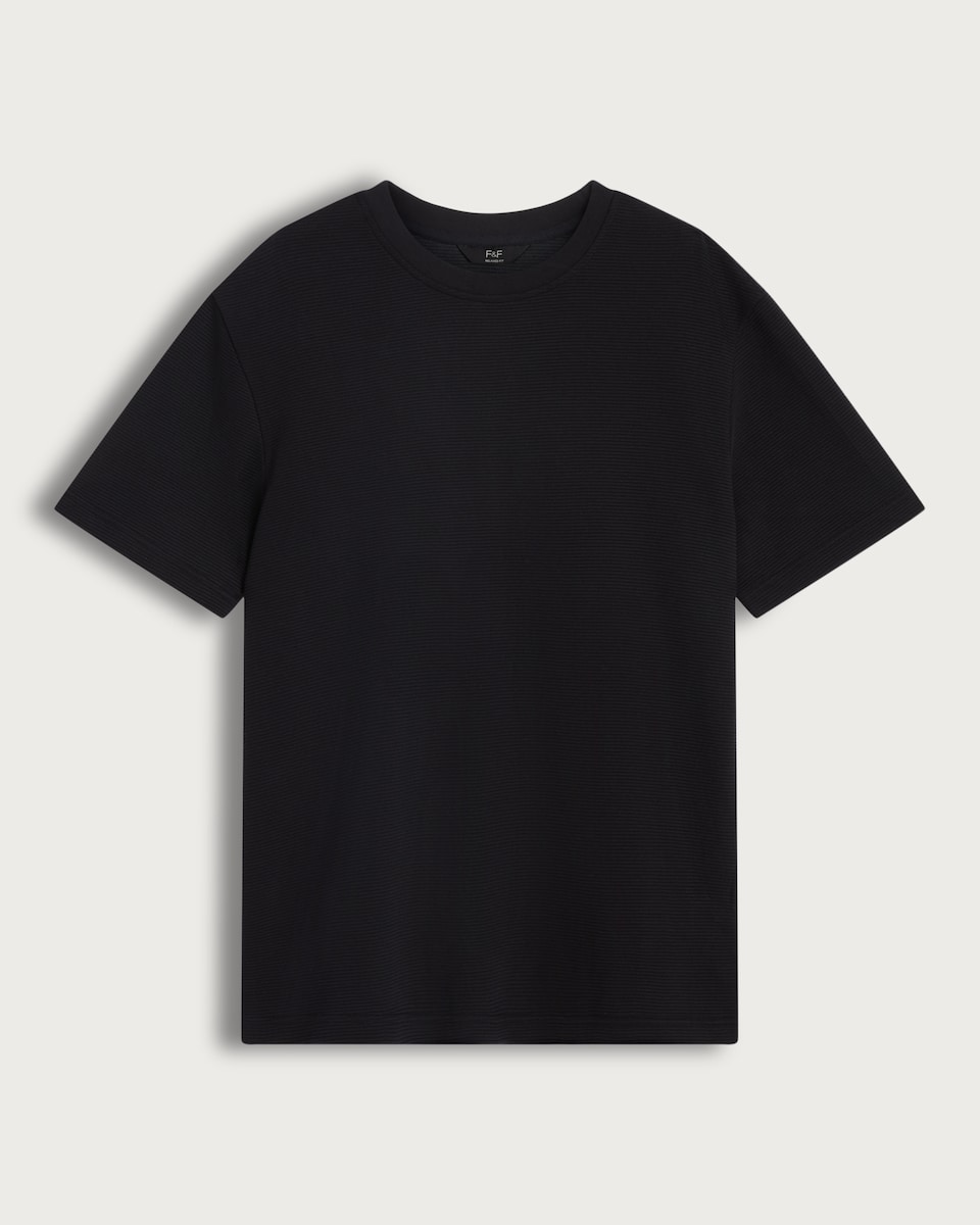 The F&F Edit Cotton Rich Ribbed Short Sleeved T-Shirt in Black