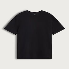 The F&F Edit Cotton Rich Ribbed Short Sleeved T-Shirt in Black
