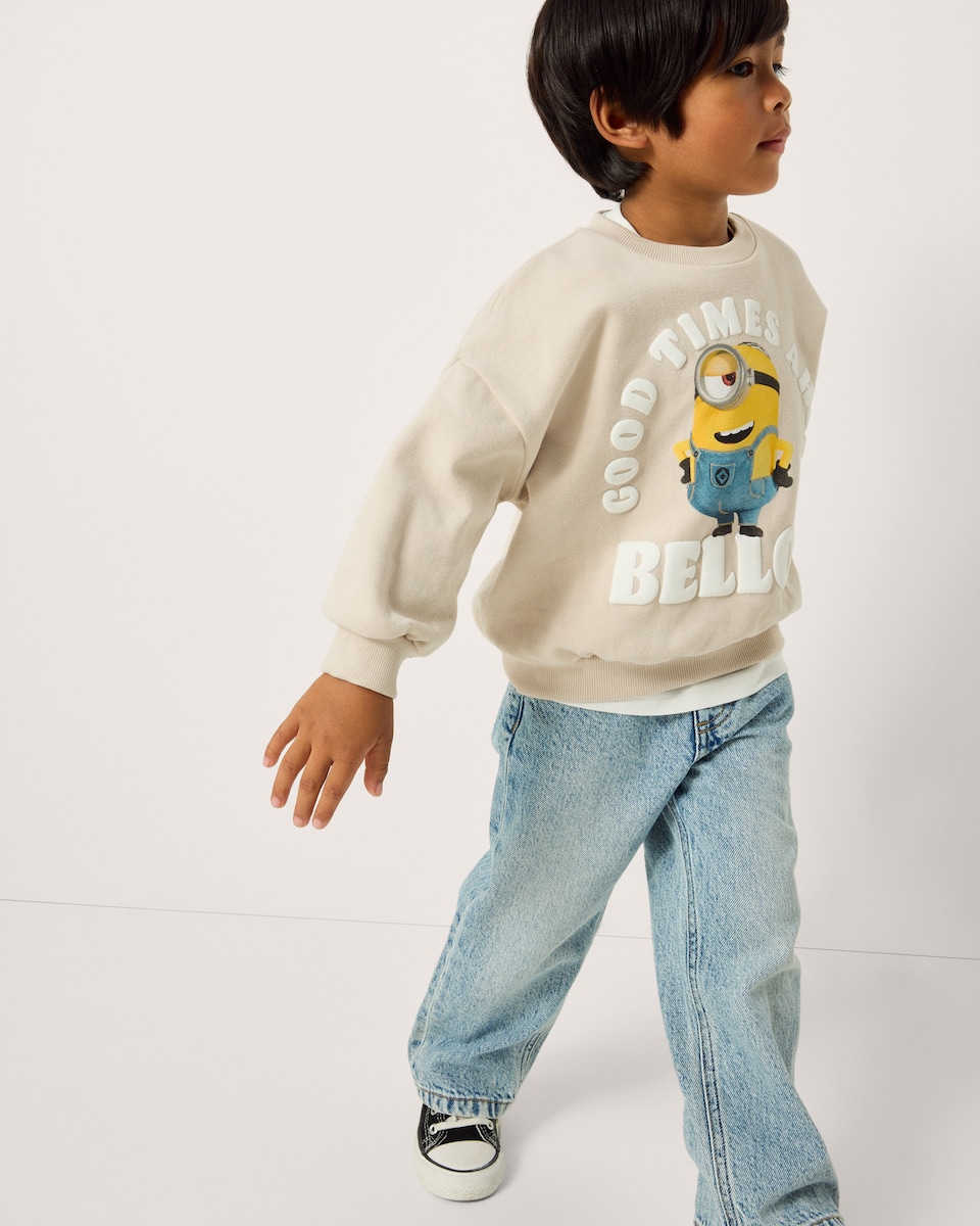 image 1 of Minions Cotton Rich Sweatshirt in Stone