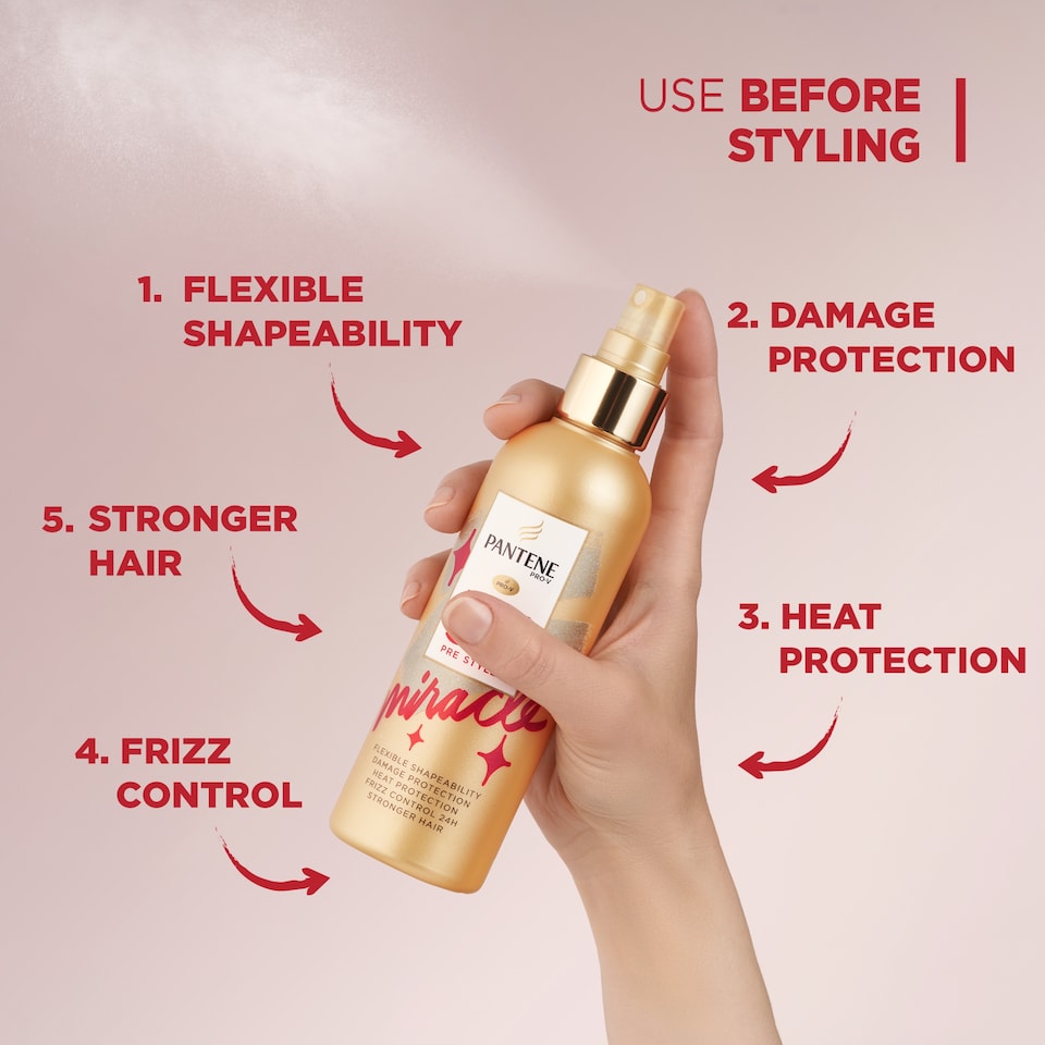 image 1 of Pantene Miracle 5 In 1 Hair Pre-Styler Hairspray 200Ml