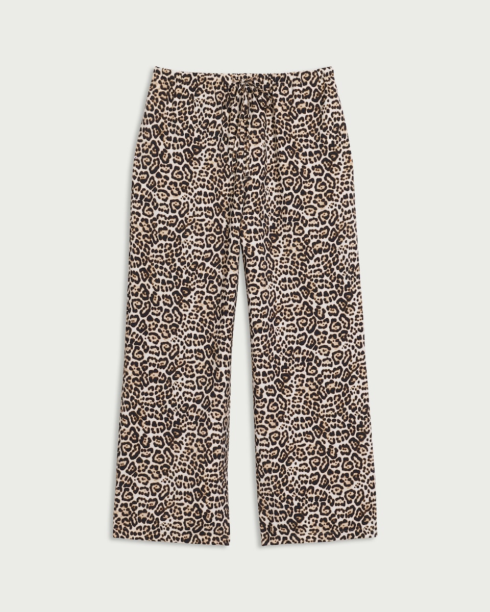 image 1 of F&F Leopard Print Wide Leg Trousers in Multi Brown
