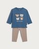 image 1 of F&F Baby 2-Piece Cotton Rich Best Bear Friends Top and Leggings Set in Navy