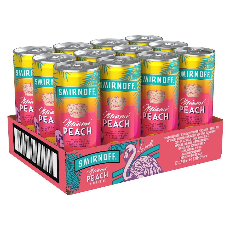 image 1 of Smirnoff  Vodka Miami Peach and Lemonade 250ml