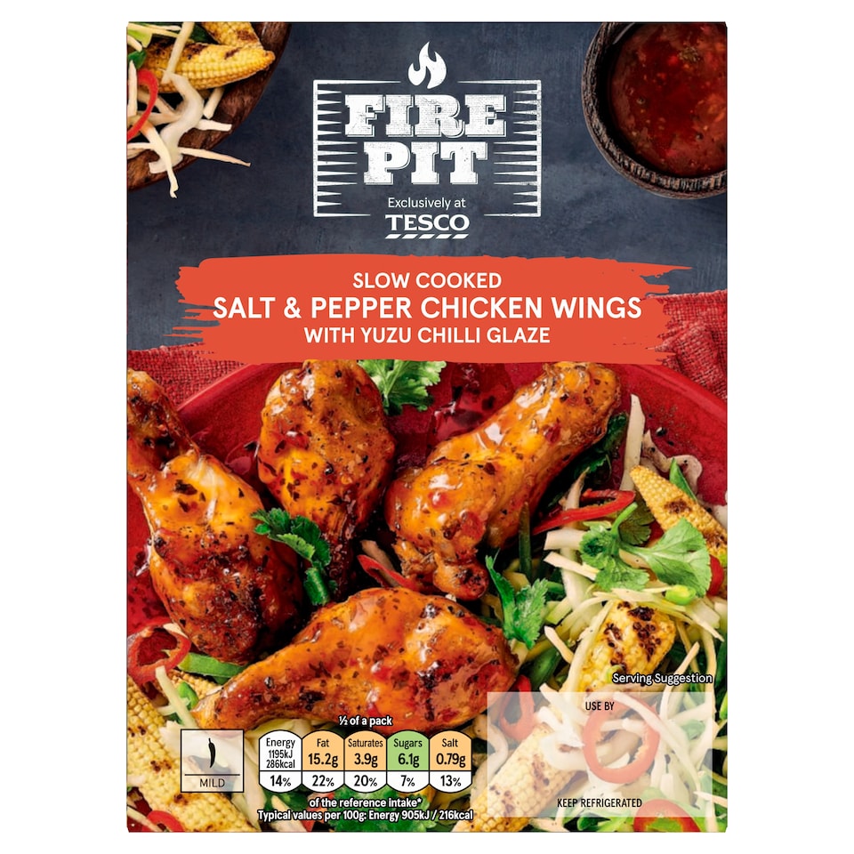 Tesco Fire Pit Salt & Pepper Chicken Wings with A Yuzu Chilli Glaze 450g
