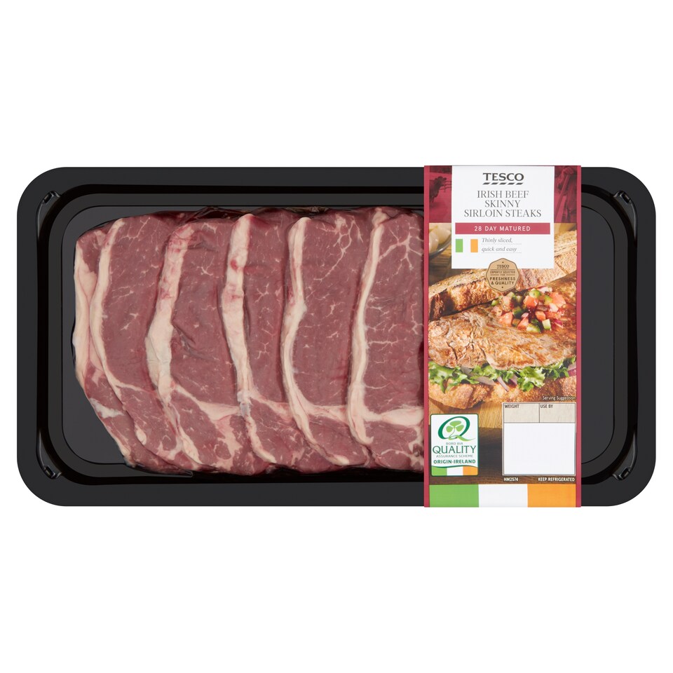 Tesco Thin Sliced Sirloin Steaks 475G