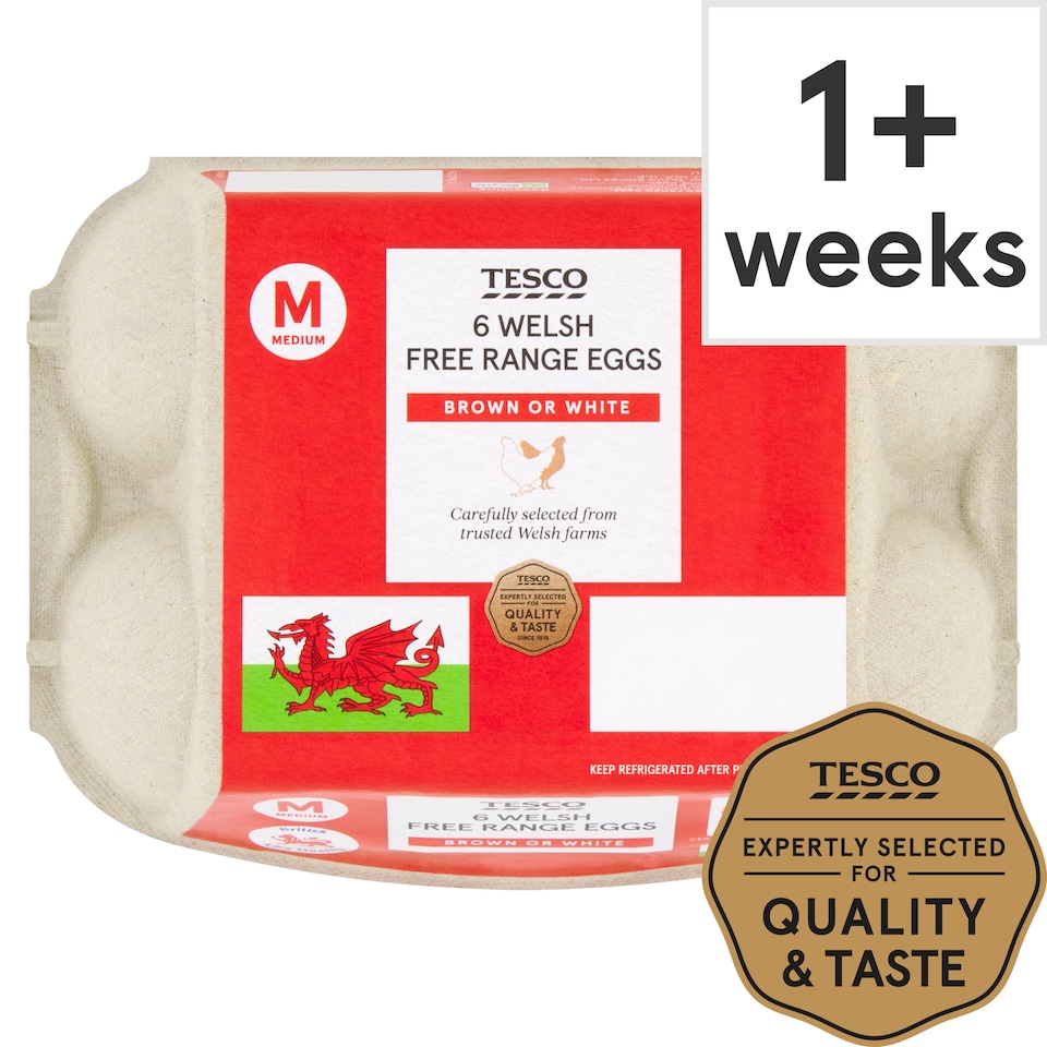 Tesco Welsh Medium Free Range Eggs 6 Pack