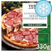 Tesco Stonebaked Thin Double Pepperoni Pizza 330G