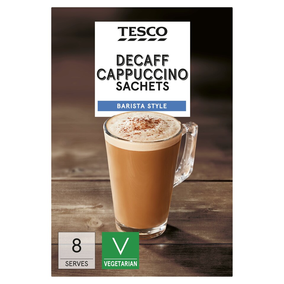 Tesco Decaff Cappuccino Sachets 120G (8X15) Tesco Groceries