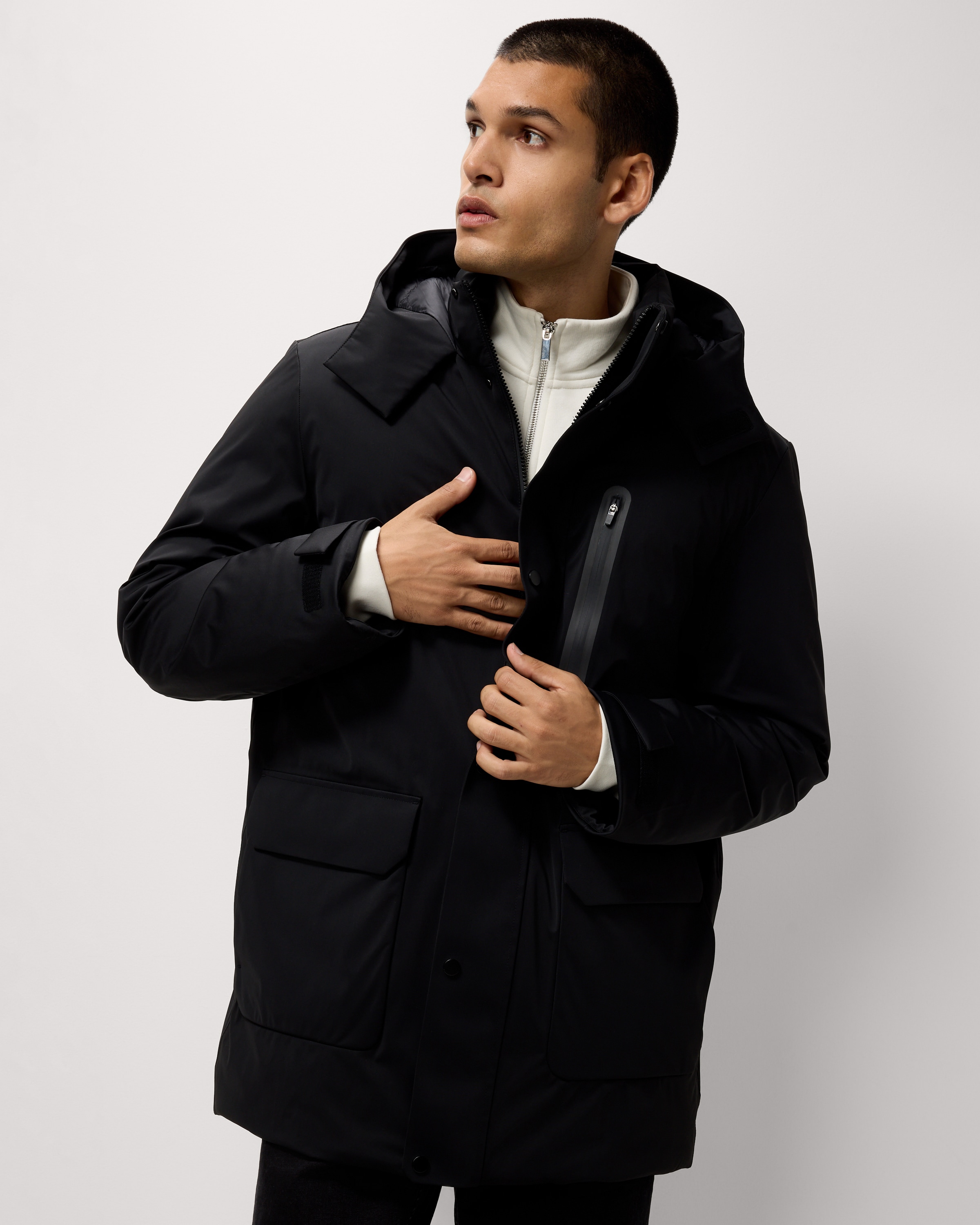 F&F Waterproof Hooded Parka in Black