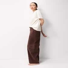 F&F Pure Cotton Relaxed Fit Cargo Trousers in Chocolate