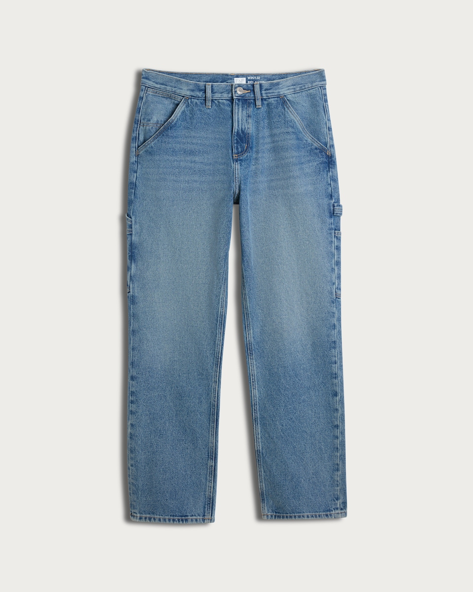 image 1 of F&F Pure Cotton Relaxed Carpenter Jeans in Blue