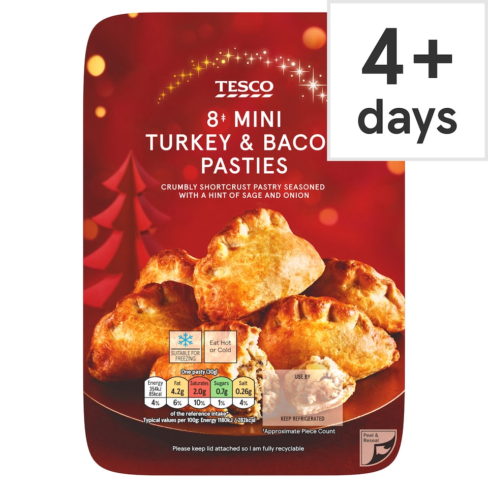 Tesco 8 Mini Turkey & Bacon Festive Pasties 240g