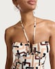 image 2 of F&F Chain Print Halter Neck Bandeau Swimsuit in Multi Orange
