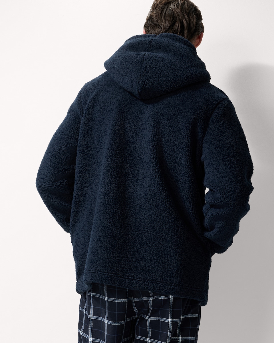 image 1 of F&F Fleece Pyjama Hoodie in Navy