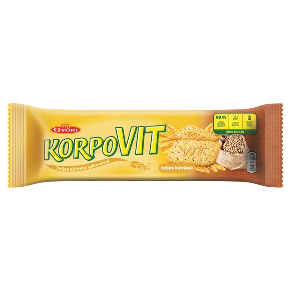Győri Korpovit Ropogós, édes Keksz Teljes Kiőrlésű Gabonával 174 G