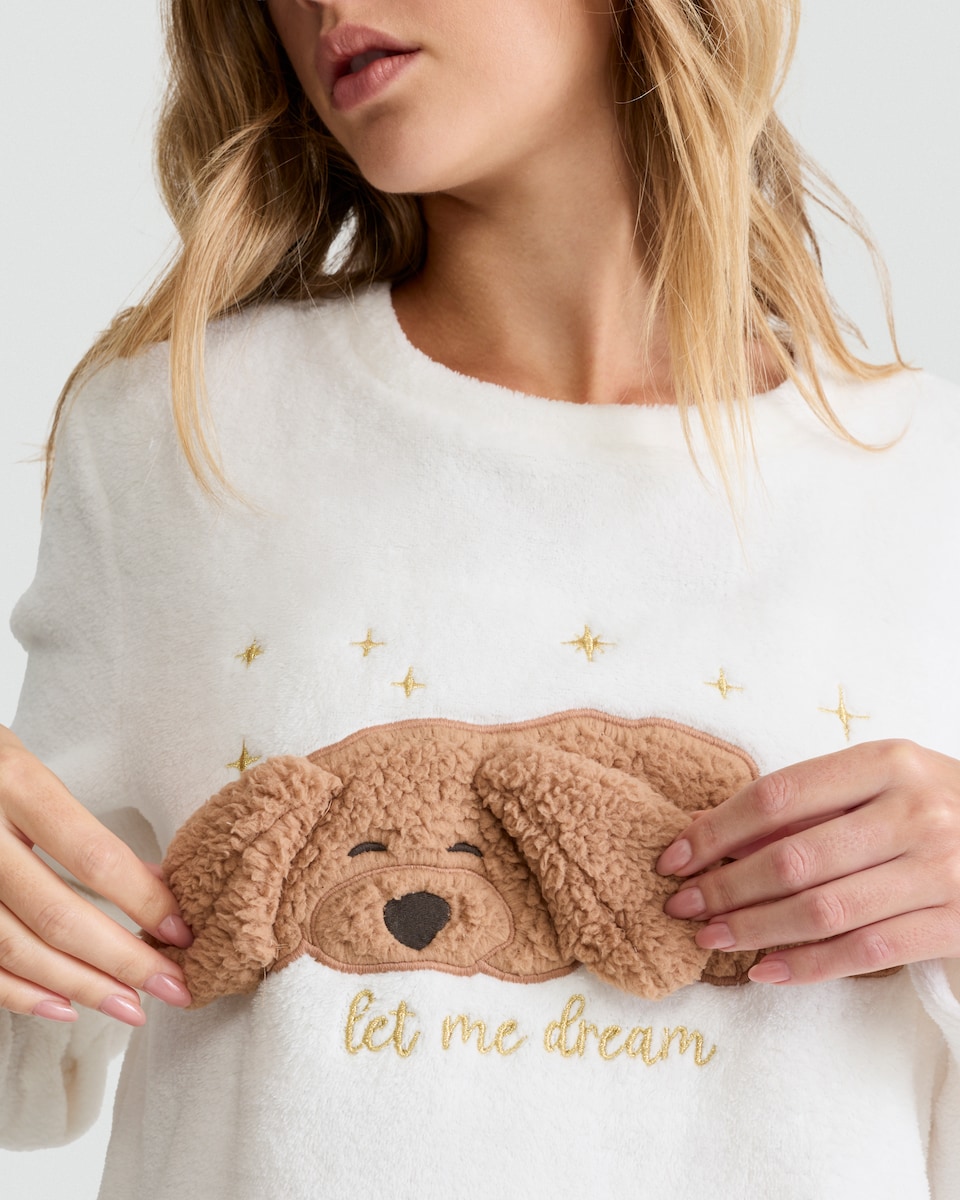 image 1 of F&F Curtis The Dog Top and Fair Isle Trousers Pyjamas in Red
