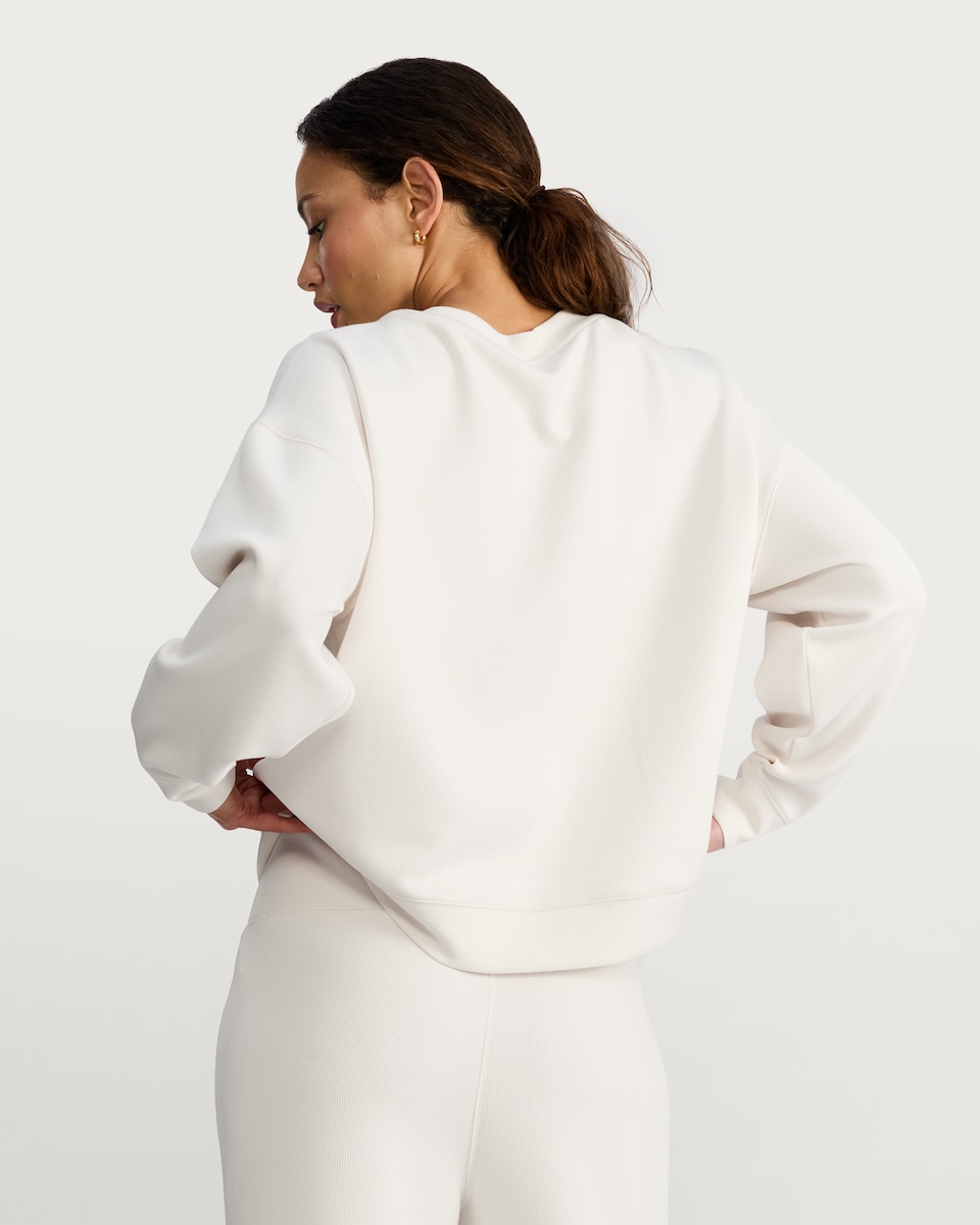 image 1 of F&F Active Ribbed Sports Sweatshirt in Cream