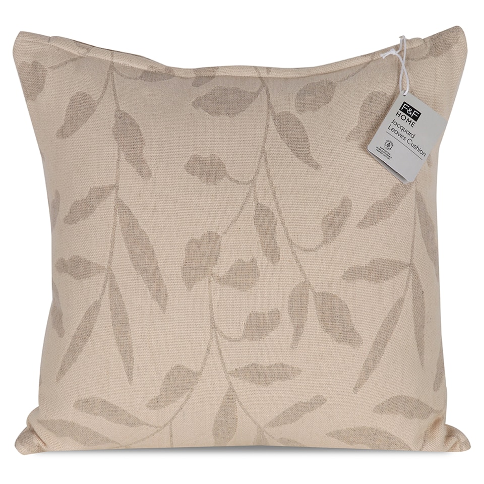 F&F Home Jacquard Leaves Cream Cushion