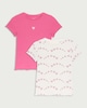 image 1 of F&F Girls 2-Pack Cotton Rich Heart T-Shirts in White