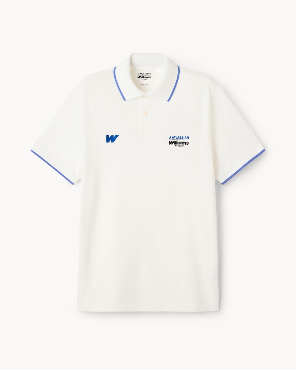image 1 of Atlassian Williams Pure Cotton F1 Polo Shirt in Ecru