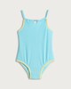 image 1 of F&F Girls Textured Bead Detail Swimsuit in Blue