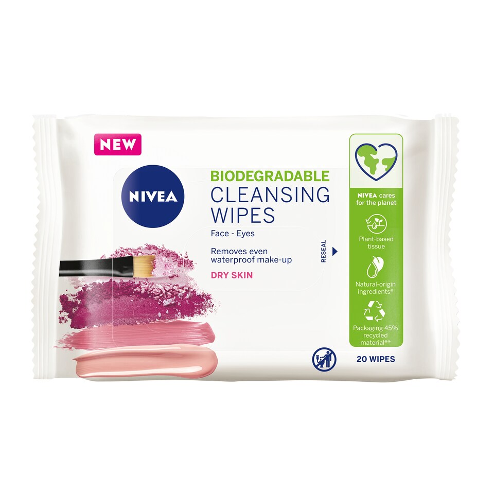 image 1 of Nivea Biodegradable Gentle Cleansing 20 Face Wipes