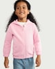 image 1 of F&F Girls Cotton Rich Zip Up Hoodie in Pink