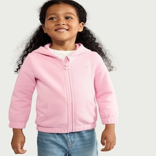F&F Girls Cotton Rich Zip Up Hoodie in Pink
