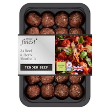 Tesco Finest 24 Beef & Herb Meatballs 672G