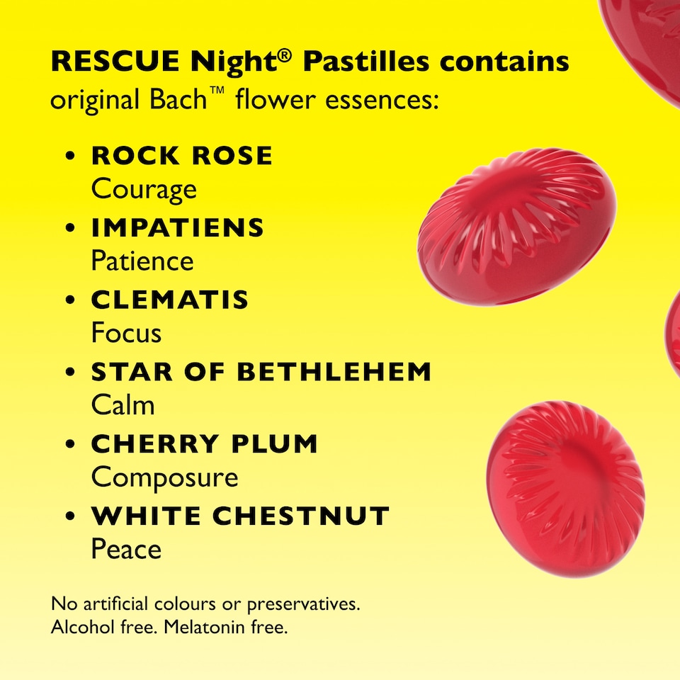 image 1 of Bach Rescue Night Pastilles Blackcurrant Flavour 50g