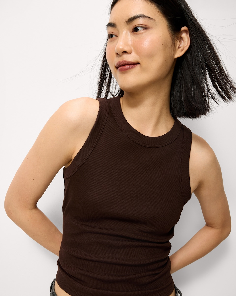 image 1 of F&F 3-Pack Cotton Rich Ribbed Racerback Vests in Multi Black