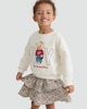 image 1 of F&F Girls 2-Piece Cotton Rich Bear Sweatshirt and Skirt Set in Multi