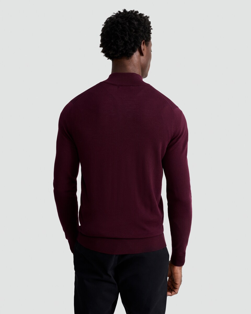 image 1 of F&F Pure Merino Wool High Neck Jumper in Burgundy